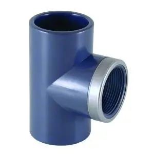 PVC T-90&deg; 2x&Oslash;40,1x11/4"IG verst&auml;rkt