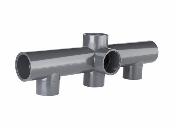 PVC Verteilerrohr mit Klebemuffe &Oslash; 50